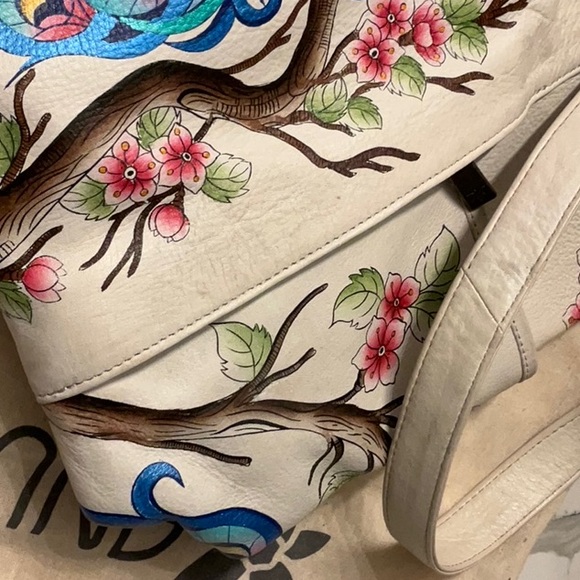 White Large Shoulder Hobo - 8082 Anna by Anuschka Peacock purse bag - Picture 13 of 15